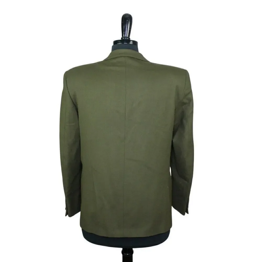 Vintage Bretton Place Petite Blazer Jacket Worsted Wool Moss Green 8P